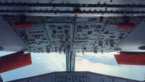 Aircraft cockpit in flight Video stock 179215580