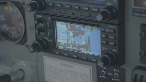 Aircraft Cockpit Navigation Display and Controls in Sydney, New South Wales Stock Footage 345730817