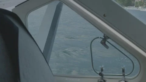 Aircraft Cockpit Window Overlooking Water and Shoreline in Sydney, Australia Stock Footage 345731568
