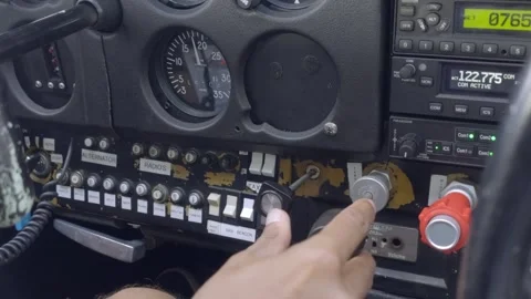 Aircraft Control Panel - Flight Simulator Console Stock Footage 346786929