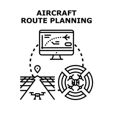 Aircraft control system for flight route planning Stock Illustration