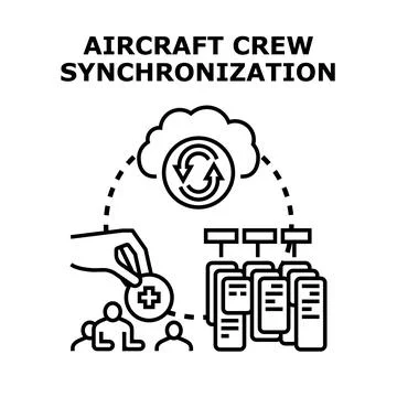 Aircraft crew synchronization concept for data management 스톡 일러스트