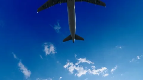 Aircraft crossing sea level Stock Footage 292637862