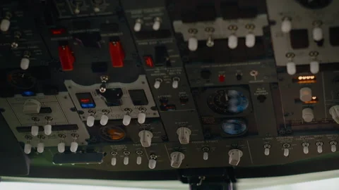 Aircraft dashboard command in empty plane cockpit Stock Footage 205333597