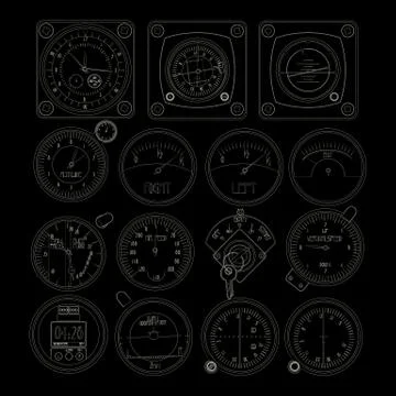 Aircraft dashboard instruments Stock Illustration