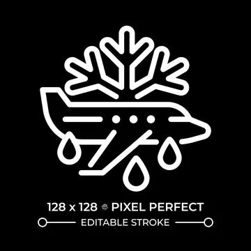Aircraft deicing white linear icon for dark theme Stock Illustration