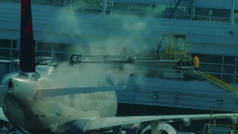 Aircraft Deicing, Winter Flight Prep, and Aviation Safety at O’Hare Airport Stock Footage 305727494