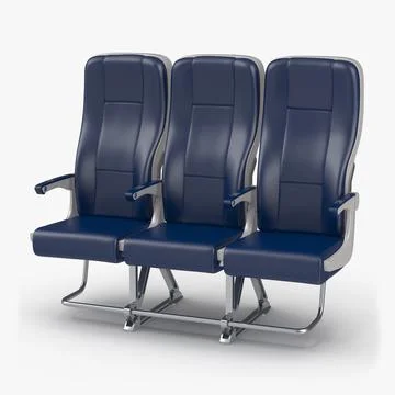Aircraft Economy Class Passenger Triple Seats 3D Model