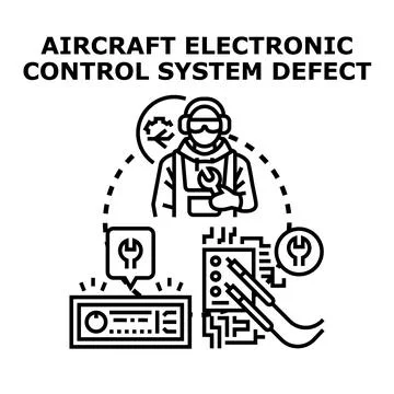 Aircraft electronic control system defect diagnosing problem Stock Illustration