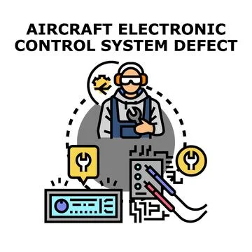 Aircraft electronic control system defect diagnosing problem Stock Illustration