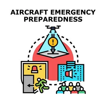 Aircraft emergency preparedness vector concept illustration 스톡 일러스트