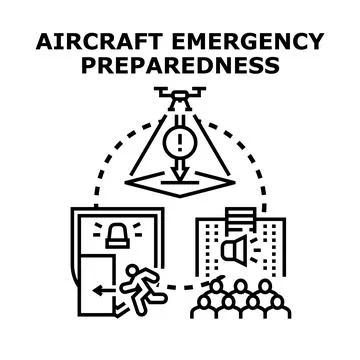Aircraft emergency preparedness vector concept illustration Stock Illustration
