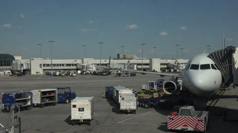 Aircraft empty cargo Dulles International Airport ramp fast 4K 045 Stock Footage 50342989