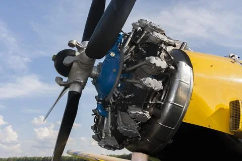 Aircraft engine and propeller Stock Photos