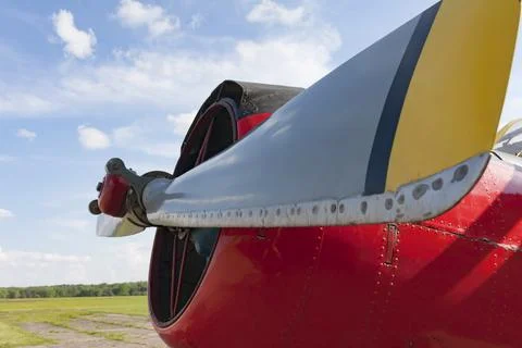 Aircraft engine and propeller Stock Photos