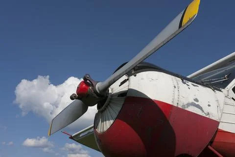 Aircraft engine and propeller Stock Photos