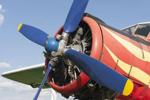 Aircraft engine and propeller Stock Photos