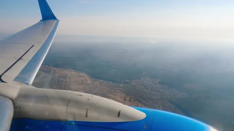 Aircraft engine and wing Stock Footage 194740129