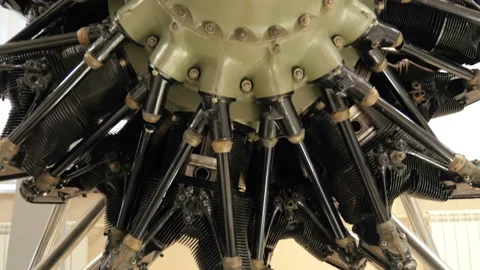 Aircraft engine. Close up of an internal combustion piston engine. Stock Footage 91205464