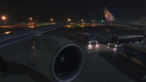 Aircraft Engine, Landing Airplane Medium Shot Video stock 71042843