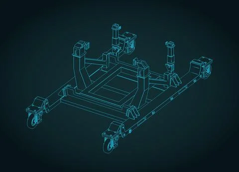 Aircraft engine stand isometric blueprint Stock Illustration