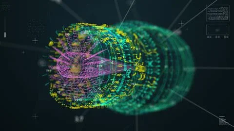Aircraft Engine wireframe animation. HUD Technology Scanning イラスト素材