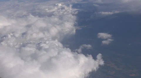 Aircraft enter in thick clouds, plane fly, aerial, above white cloudscape view Stock Footage 51695269