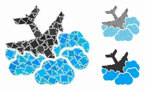Aircraft falls into clouds Composition Icon of Inequal Pieces Stockillustratie
