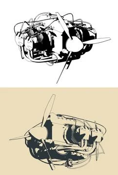 Aircraft flat type engine Illustrazione stock