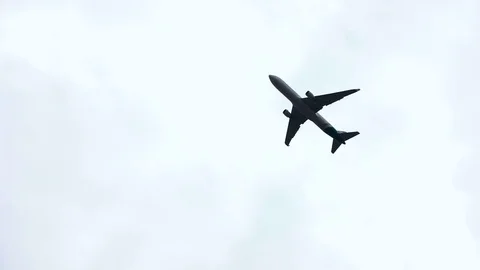 The aircraft flies in the sky Stock Footage 73943574