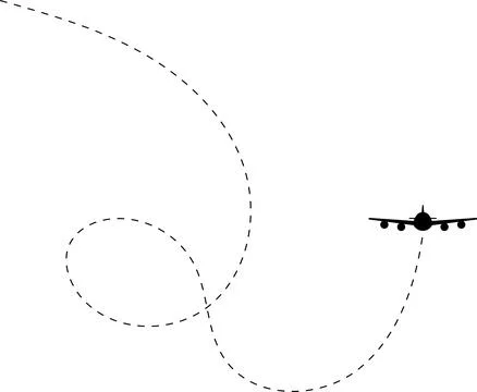 Aircraft flight path background. Airplane icon vector set. Plane flying path イラスト素材