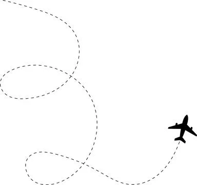 Aircraft flight path background. Airplane icon vector set. Plane flying path Illustrazione stock