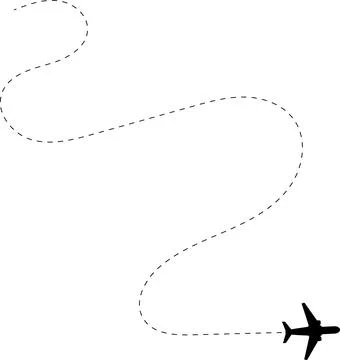 Aircraft flight path background. Airplane icon vector set. Plane flying path Stock Illustration