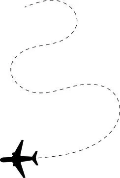 Aircraft flight path background. Airplane icon vector set. Plane flying path Stock Illustration