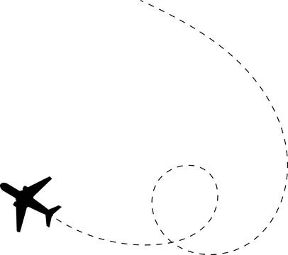 Aircraft flight path background. Airplane icon vector set. Plane flying path Stock Illustration