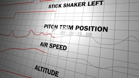 Aircraft flight recorded telemetry data on simulated Black box graph Vídeos de archivo 313100771