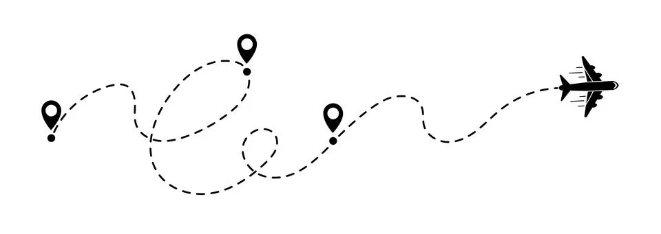 Aircraft flight route Plane vector illustration Illustrazione stock
