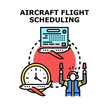 Aircraft flight scheduling planning and control process Stock Illustration