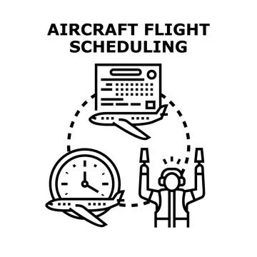 Aircraft flight scheduling planning and control process Stock Illustration
