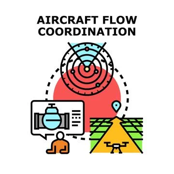 Aircraft flow coordination managing drone traffic for safety Stock Illustration