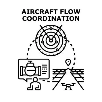 Aircraft flow coordination managing drone traffic for safety Stock Illustration
