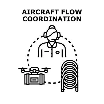 Aircraft flow coordination managing drone and refueling operations Illustrazione stock