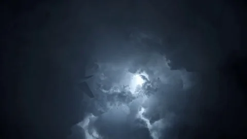 Aircraft Flying in a Lightning Storm Stock Footage 78847358