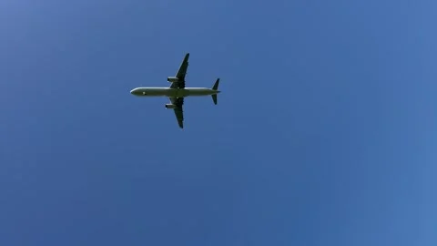 Aircraft flying over Amsterdam Forest park near Schiphol Airport, Netherlands Stock-Footage 342758596