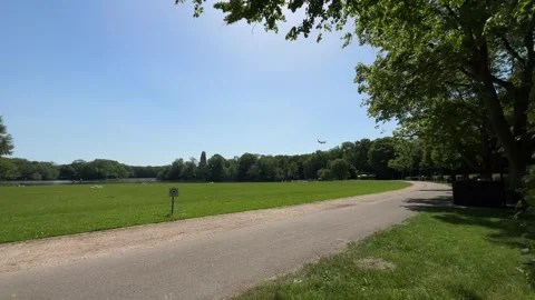 Aircraft flying over Amsterdam Forest park near Schiphol Airport, Netherlands Stock-Footage 342760802