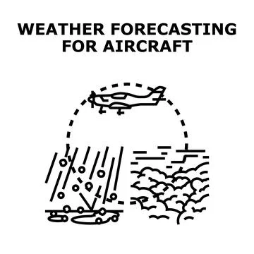 Aircraft flying over globe during weather forecasting Stock Illustration