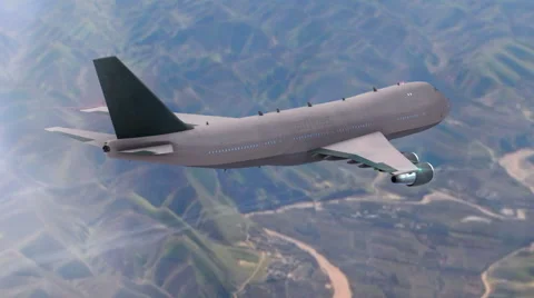 Aircraft flying over the mountains Stock Footage 40452834