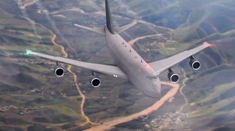 Aircraft flying over the mountains Stock Footage 40452837