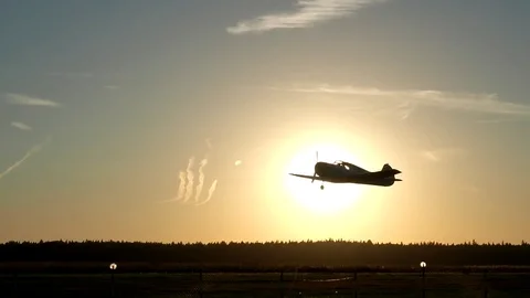 Aircraft flying at the sunset Stock Footage 71271758