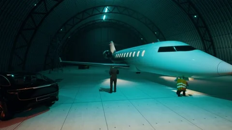 Aircraft in the hangar Stock Footage 196146659